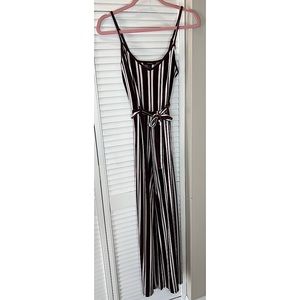 Forever 21 Maroon and White PinStriped Jumpsuit Size Small